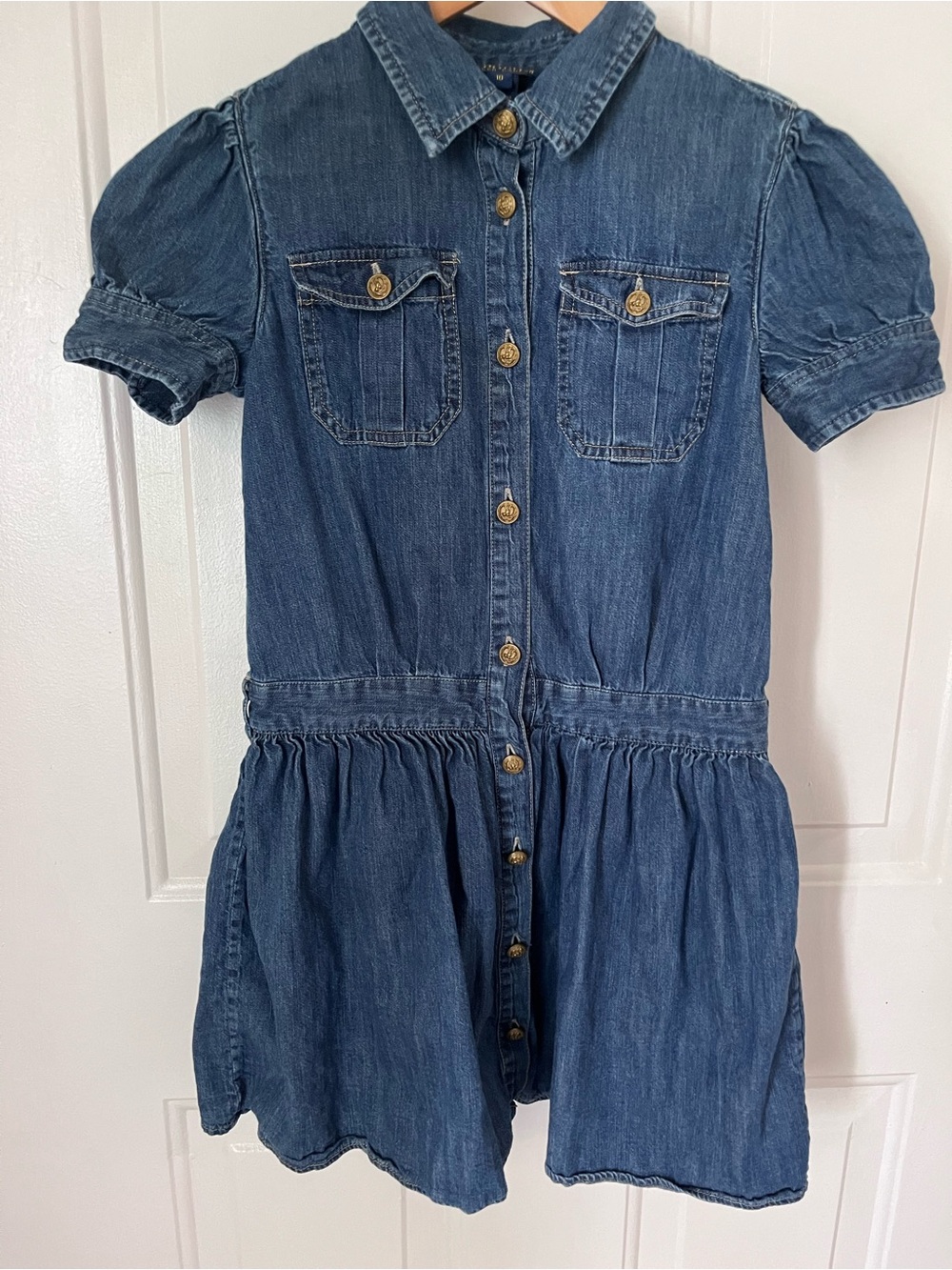 Polo by Ralph Lauren Girls' Blue Denim Button-Front Dress